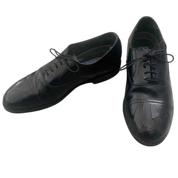 BOSTONIAN STOCKBRIDGE SCOTT BLACK LEATHER LACE UP LOAFER OXFORDS 7.5 D (WIDE) - Picture 4 of 9